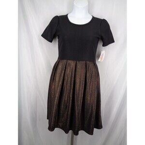LuLaRoe Elegant Amelia Black Bronze Rose Gold Shimmer Size Medium New